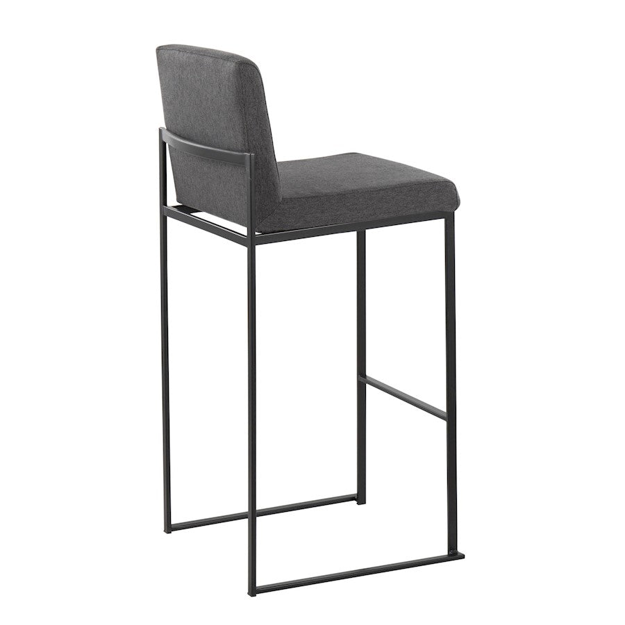 LumiSource Fuji High Back Barstool Set of 2 | Contemporary Black Steel and Charcoal Fabric | Kitchen Island & Home Bar | Model B30-FUJIHBBKFCHAR2