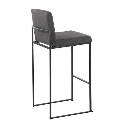 LumiSource Fuji High Back Barstool Set of 2 | Contemporary Black Steel and Charcoal Fabric | Kitchen Island & Home Bar | Model B30-FUJIHBBKFCHAR2