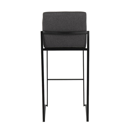 LumiSource Fuji High Back Barstool Set of 2 | Contemporary Black Steel and Charcoal Fabric | Kitchen Island & Home Bar | Model B30-FUJIHBBKFCHAR2