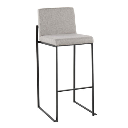 LumiSource Fuji High Back Barstool Set of 2 | Contemporary Black Steel and Grey Fabric | Kitchen Island & Home Bar Seating | Model B30-FUJIHBBKFGY2