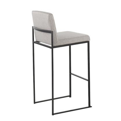 LumiSource Fuji High Back Barstool Set of 2 | Contemporary Black Steel and Grey Fabric | Kitchen Island & Home Bar Seating | Model B30-FUJIHBBKFGY2