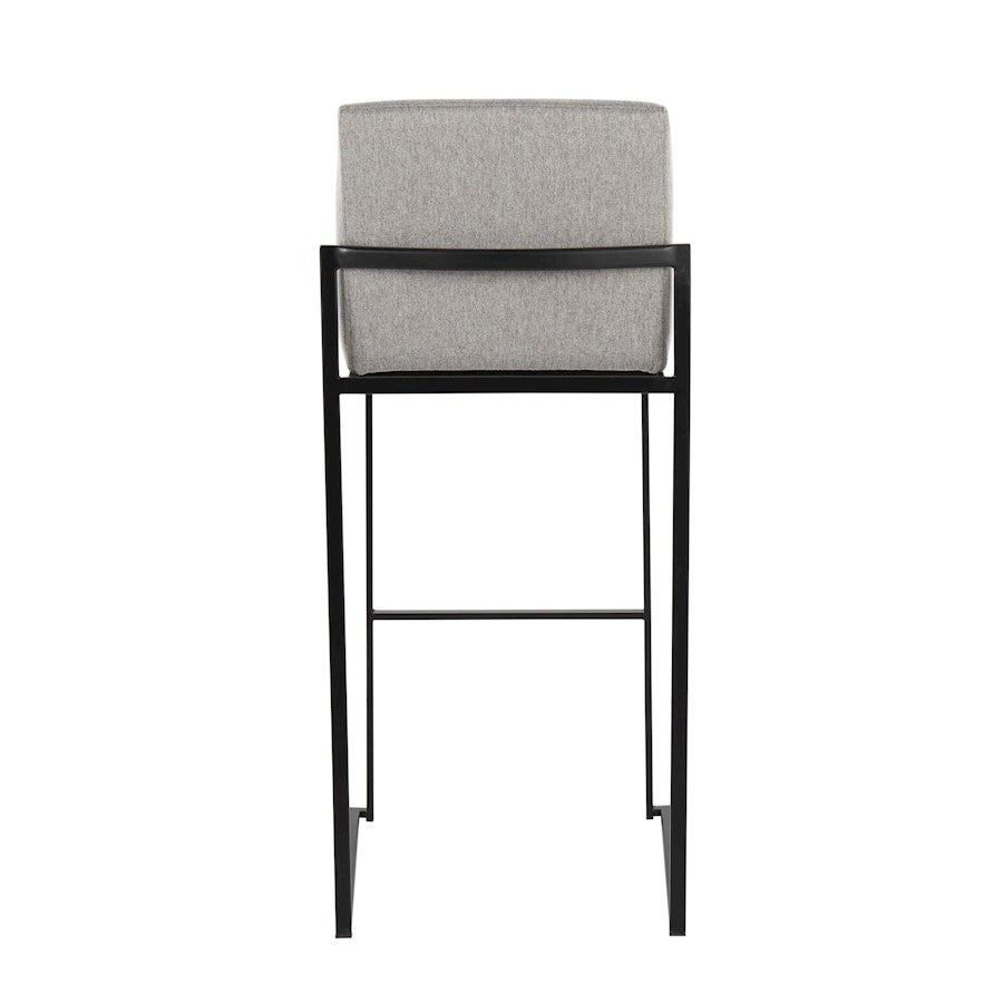 LumiSource Fuji High Back Barstool Set of 2 | Contemporary Black Steel and Grey Fabric | Kitchen Island & Home Bar Seating | Model B30-FUJIHBBKFGY2