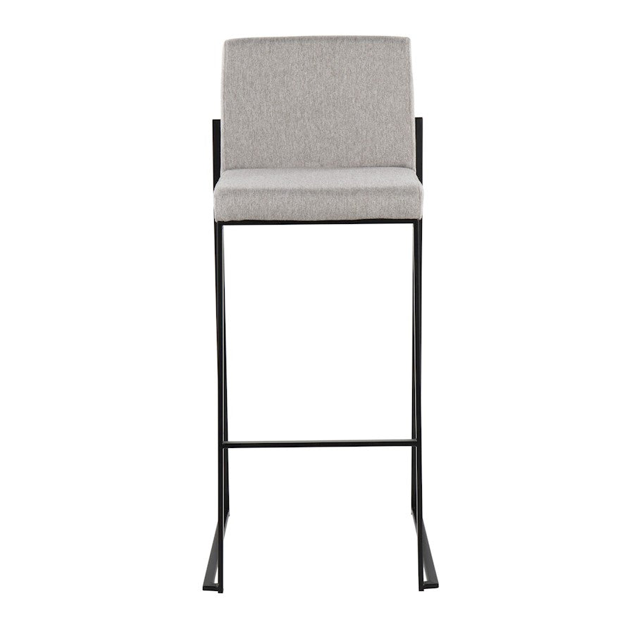 LumiSource Fuji High Back Barstool Set of 2 | Contemporary Black Steel and Grey Fabric | Kitchen Island & Home Bar Seating | Model B30-FUJIHBBKFGY2