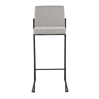 LumiSource Fuji High Back Barstool Set of 2 | Contemporary Black Steel and Grey Fabric | Kitchen Island & Home Bar Seating | Model B30-FUJIHBBKFGY2