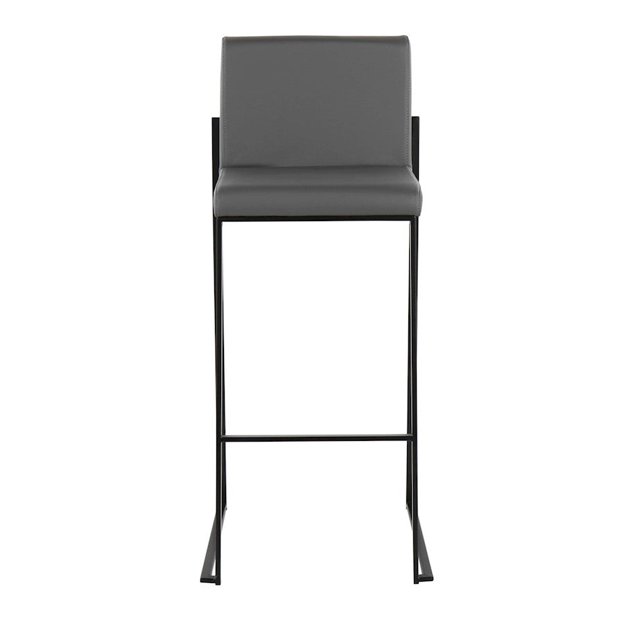 LumiSource Fuji High Back Barstool Set of 2 | Contemporary Black Steel and Grey PU Leather | Kitchen Island & Home Bar | Model B30-FUJIHBBKGY2