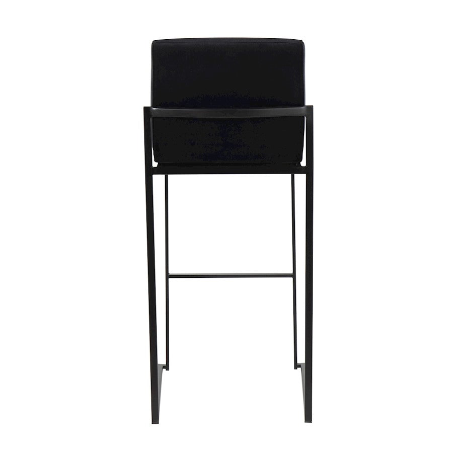 LumiSource Fuji High Back Barstool Set of 2 | Black Steel Frame and Black Velvet Upholstery | Kitchen Island & Home Bar | Model B30-FUJIHBBKVBK2
