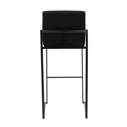 LumiSource Fuji High Back Barstool Set of 2 | Black Steel Frame and Black Velvet Upholstery | Kitchen Island & Home Bar | Model B30-FUJIHBBKVBK2