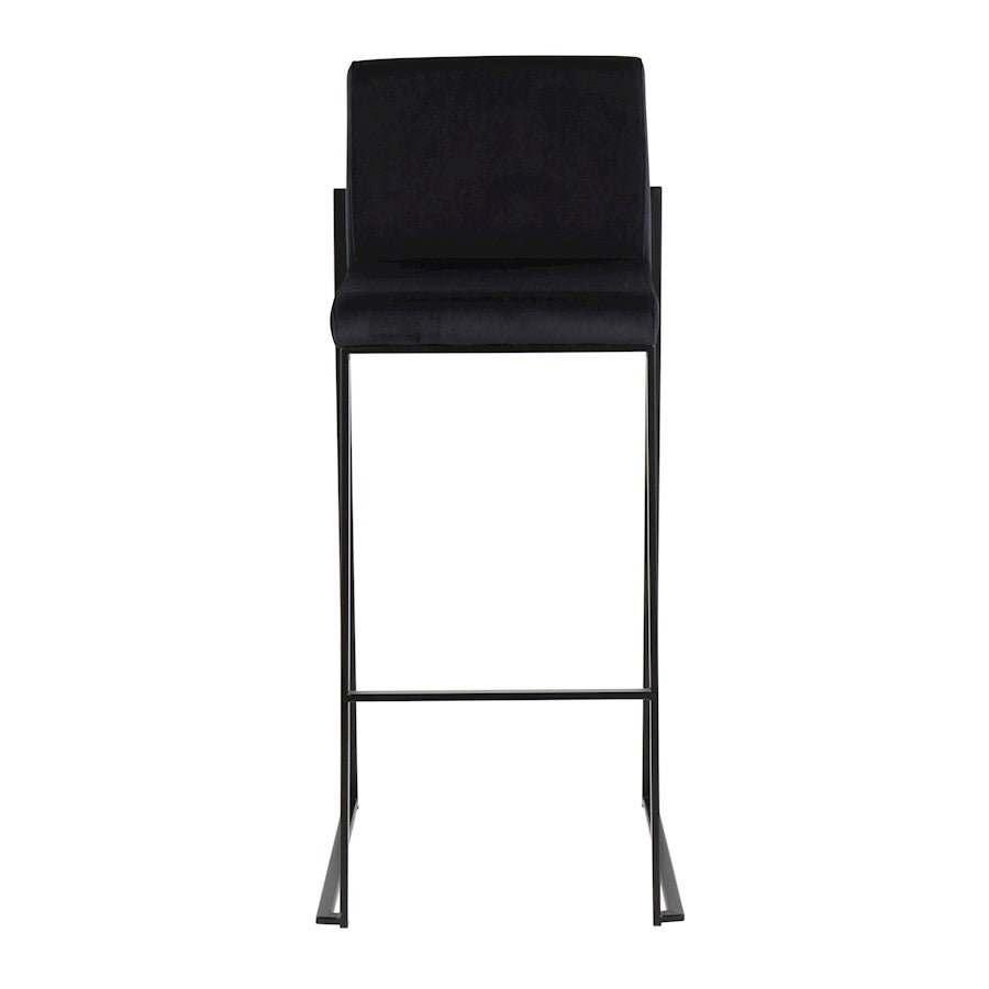 LumiSource Fuji High Back Barstool Set of 2 | Black Steel Frame and Black Velvet Upholstery | Kitchen Island & Home Bar | Model B30-FUJIHBBKVBK2