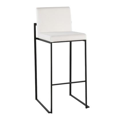 LumiSource Fuji High Back Barstool Set of 2 | Black Steel Frame and White Velvet Upholstery | Kitchen Island & Home Bar | Model B30-FUJIHBBKVW2