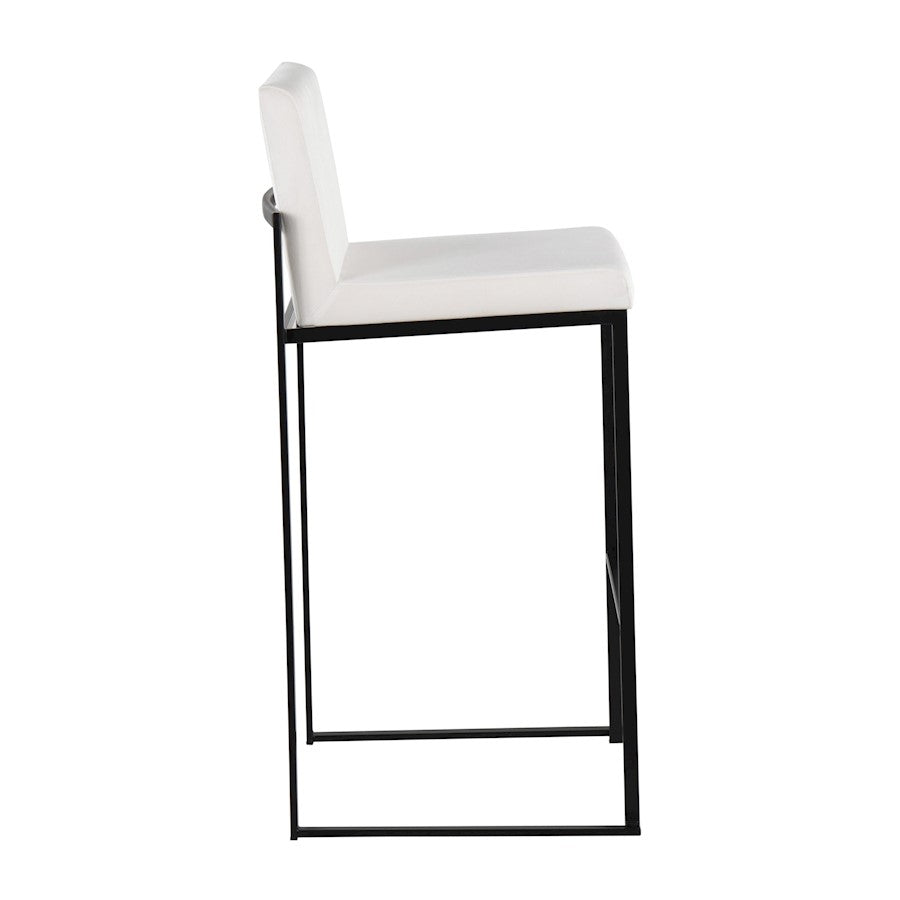 LumiSource Fuji High Back Barstool Set of 2 | Black Steel Frame and White Velvet Upholstery | Kitchen Island & Home Bar | Model B30-FUJIHBBKVW2