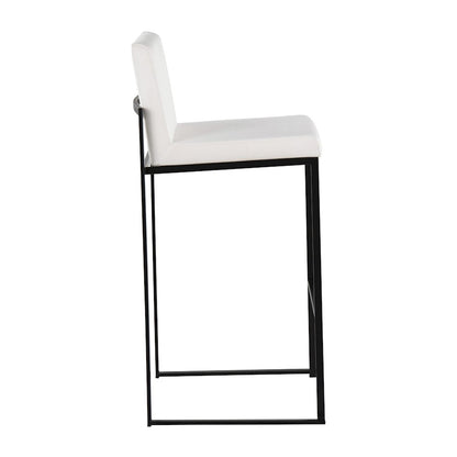 LumiSource Fuji High Back Barstool Set of 2 | Black Steel Frame and White Velvet Upholstery | Kitchen Island & Home Bar | Model B30-FUJIHBBKVW2