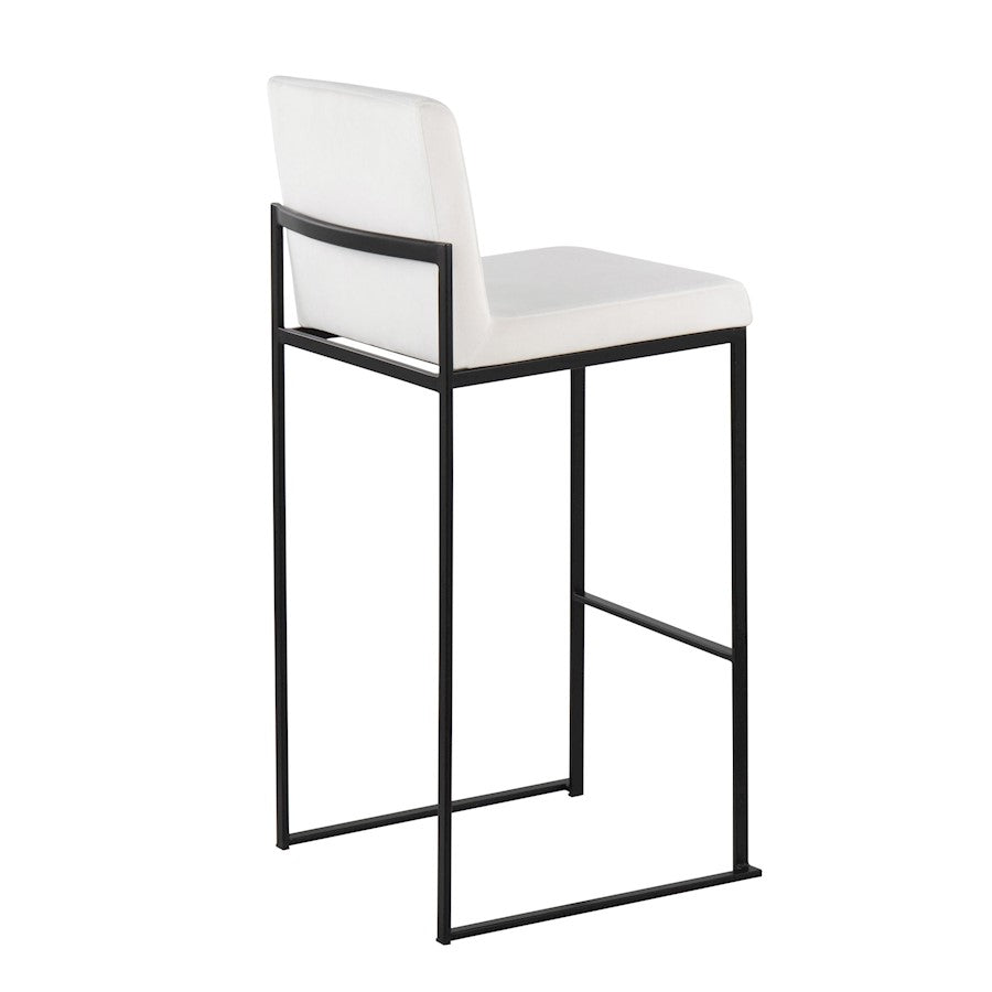 LumiSource Fuji High Back Barstool Set of 2 | Black Steel Frame and White Velvet Upholstery | Kitchen Island & Home Bar | Model B30-FUJIHBBKVW2