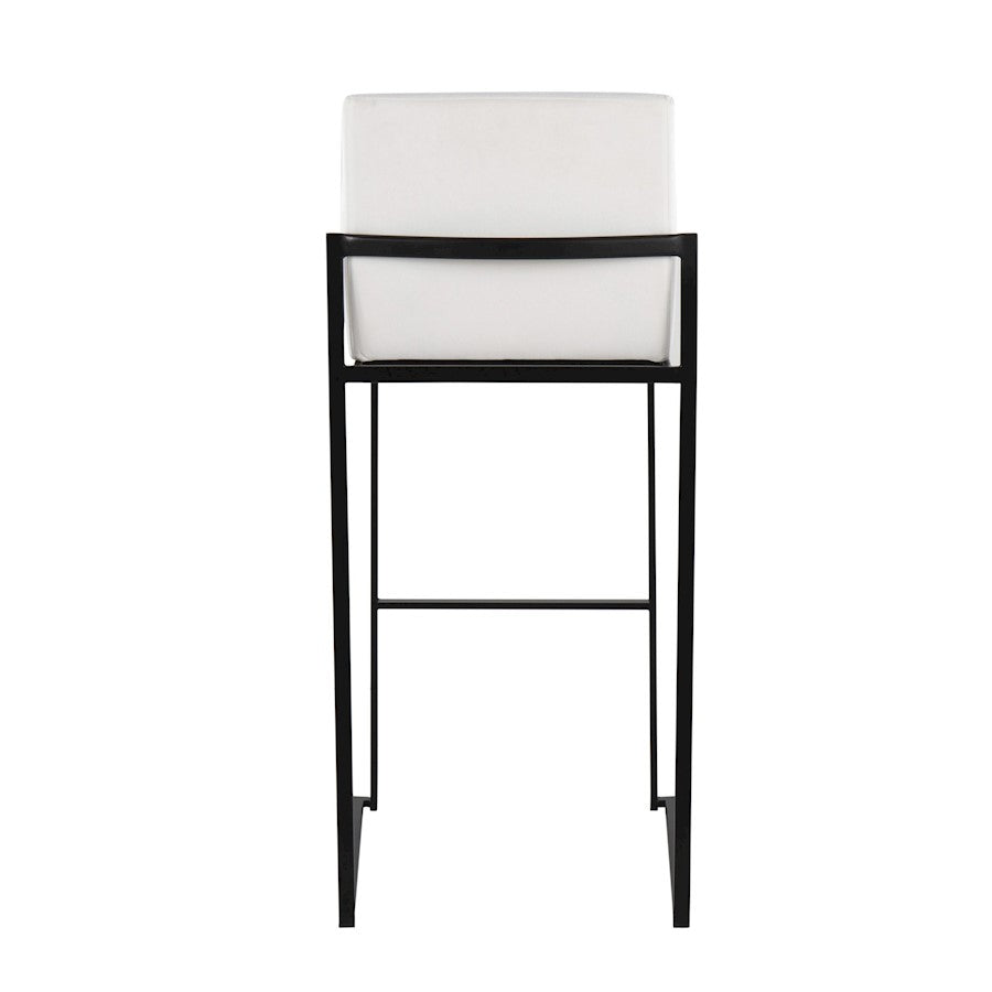 LumiSource Fuji High Back Barstool Set of 2 | Black Steel Frame and White Velvet Upholstery | Kitchen Island & Home Bar | Model B30-FUJIHBBKVW2