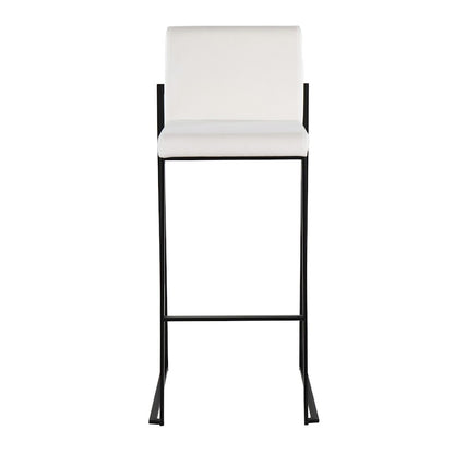 LumiSource Fuji High Back Barstool Set of 2 | Black Steel Frame and White Velvet Upholstery | Kitchen Island & Home Bar | Model B30-FUJIHBBKVW2