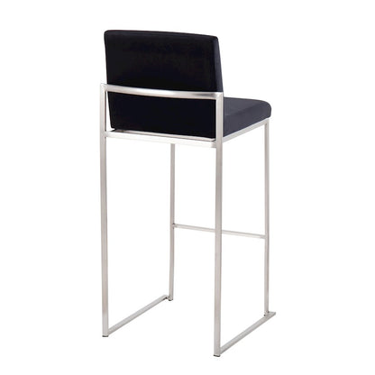 LumiSource Fuji High Back Barstool Set/2 | Contemporary Black Velvet on Brushed Stainless Steel | Kitchen Island & Bar | Model B30-FUJIHBSSVBK2