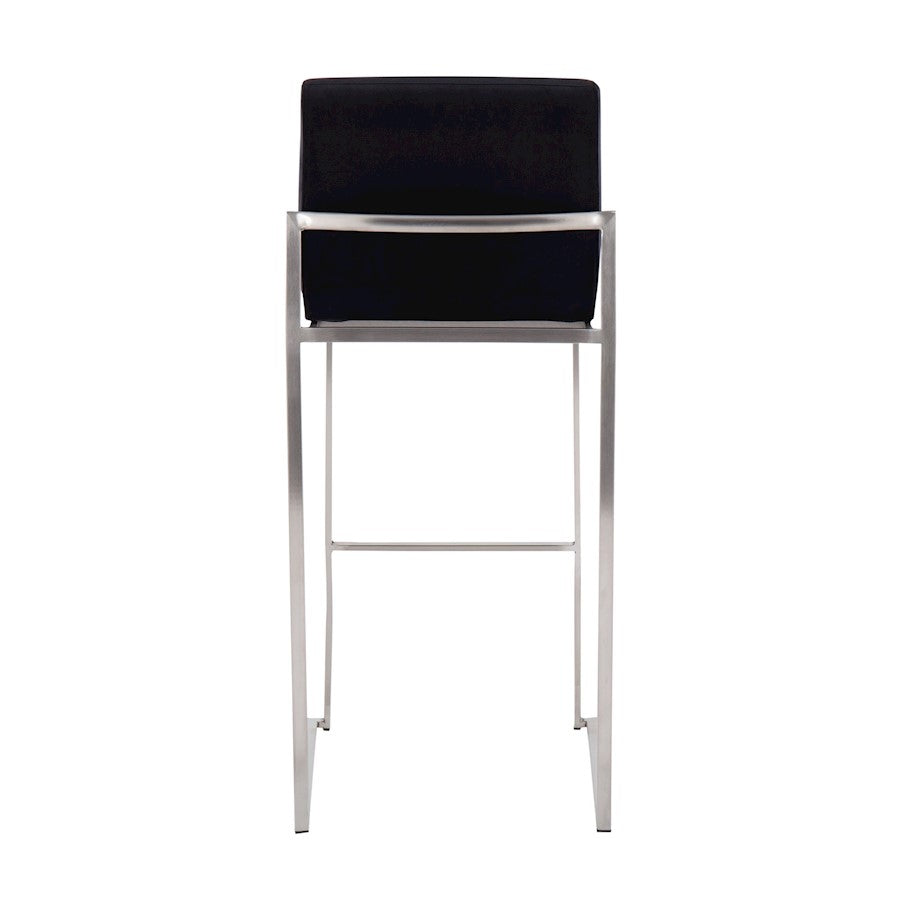 LumiSource Fuji High Back Barstool Set/2 | Contemporary Black Velvet on Brushed Stainless Steel | Kitchen Island & Bar | Model B30-FUJIHBSSVBK2