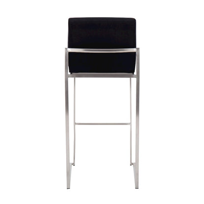 LumiSource Fuji High Back Barstool Set/2 | Contemporary Black Velvet on Brushed Stainless Steel | Kitchen Island & Bar | Model B30-FUJIHBSSVBK2
