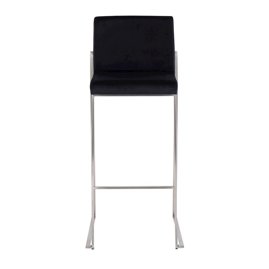 LumiSource Fuji High Back Barstool Set/2 | Contemporary Black Velvet on Brushed Stainless Steel | Kitchen Island & Bar | Model B30-FUJIHBSSVBK2