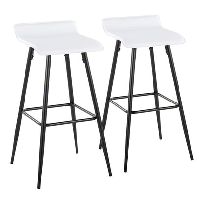 LumiSource Ale 32.5in Barstool | Contemporary Black Steel and White PU Leather | Kitchen Island & Home Bar Seating | Model B30-HY-ALEBKW2