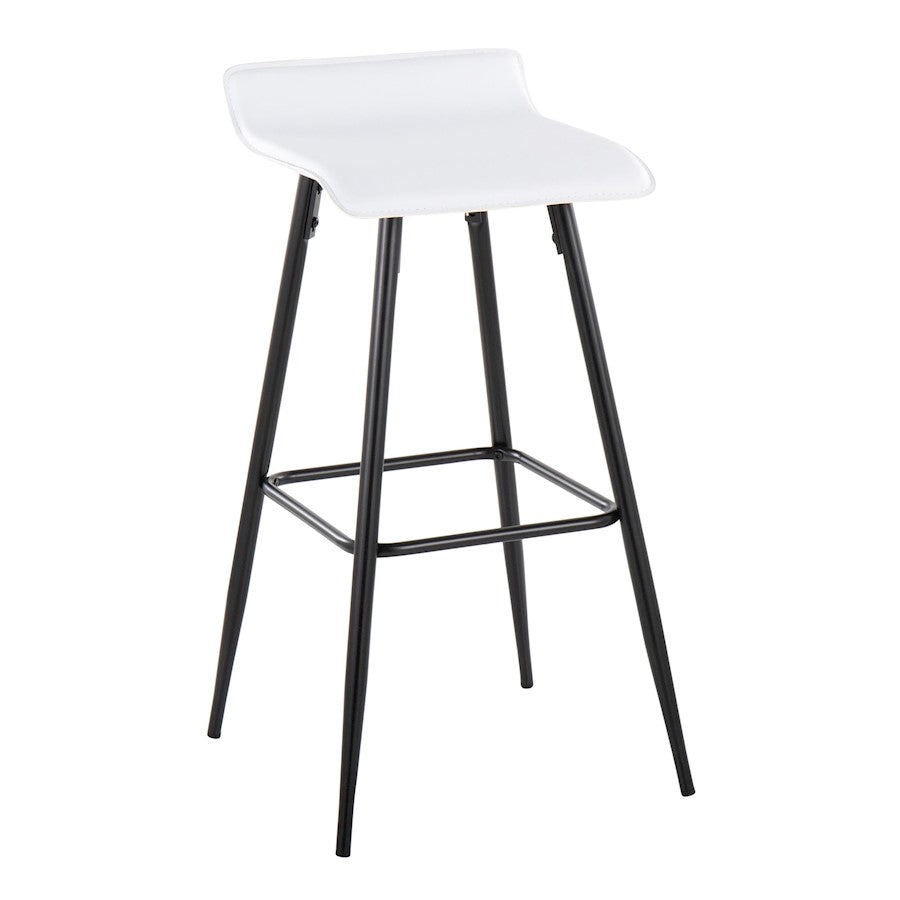 LumiSource Ale 32.5in Barstool | Contemporary Black Steel and White PU Leather | Kitchen Island & Home Bar Seating | Model B30-HY-ALEBKW2