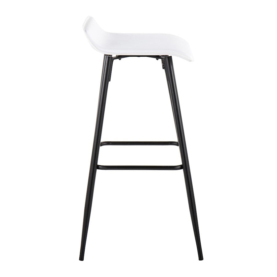 LumiSource Ale 32.5in Barstool | Contemporary Black Steel and White PU Leather | Kitchen Island & Home Bar Seating | Model B30-HY-ALEBKW2