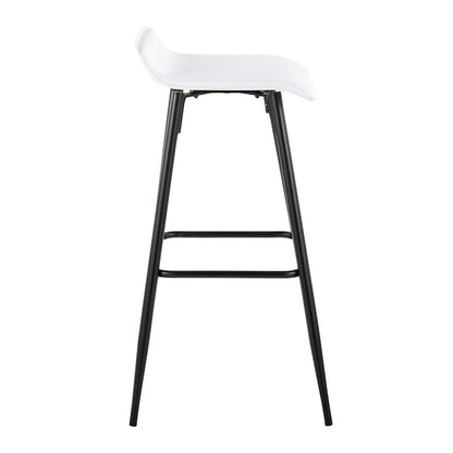 LumiSource Ale 32.5in Barstool | Contemporary Black Steel and White PU Leather | Kitchen Island & Home Bar Seating | Model B30-HY-ALEBKW2