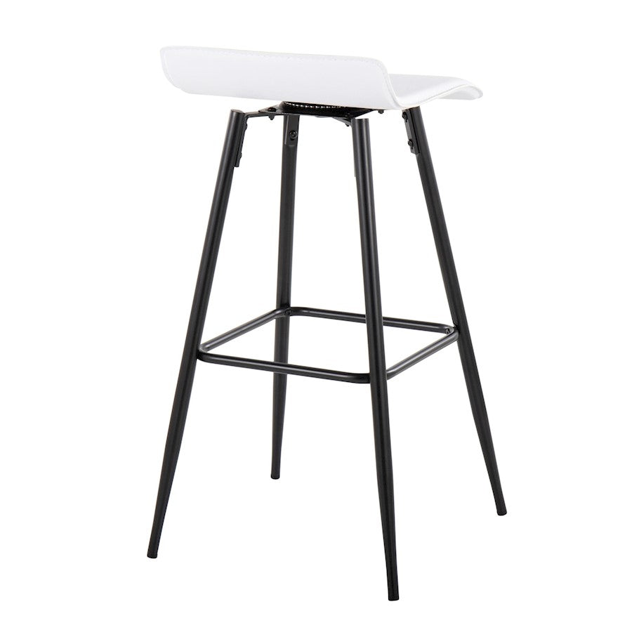 LumiSource Ale 32.5in Barstool | Contemporary Black Steel and White PU Leather | Kitchen Island & Home Bar Seating | Model B30-HY-ALEBKW2