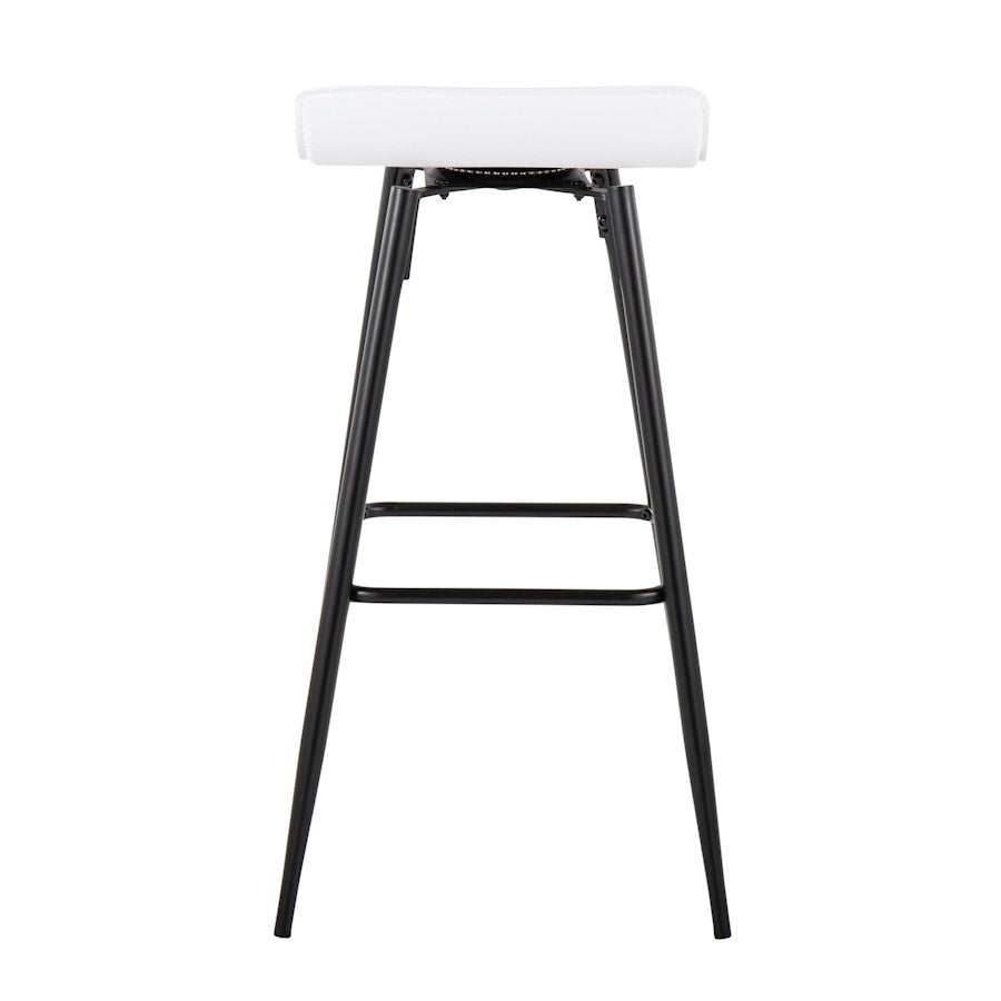 LumiSource Ale 32.5in Barstool | Contemporary Black Steel and White PU Leather | Kitchen Island & Home Bar Seating | Model B30-HY-ALEBKW2