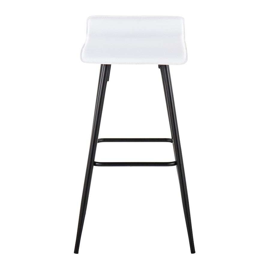 LumiSource Ale 32.5in Barstool | Contemporary Black Steel and White PU Leather | Kitchen Island & Home Bar Seating | Model B30-HY-ALEBKW2