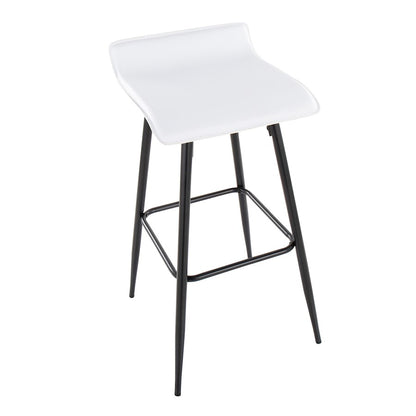 LumiSource Ale 32.5in Barstool | Contemporary Black Steel and White PU Leather | Kitchen Island & Home Bar Seating | Model B30-HY-ALEBKW2