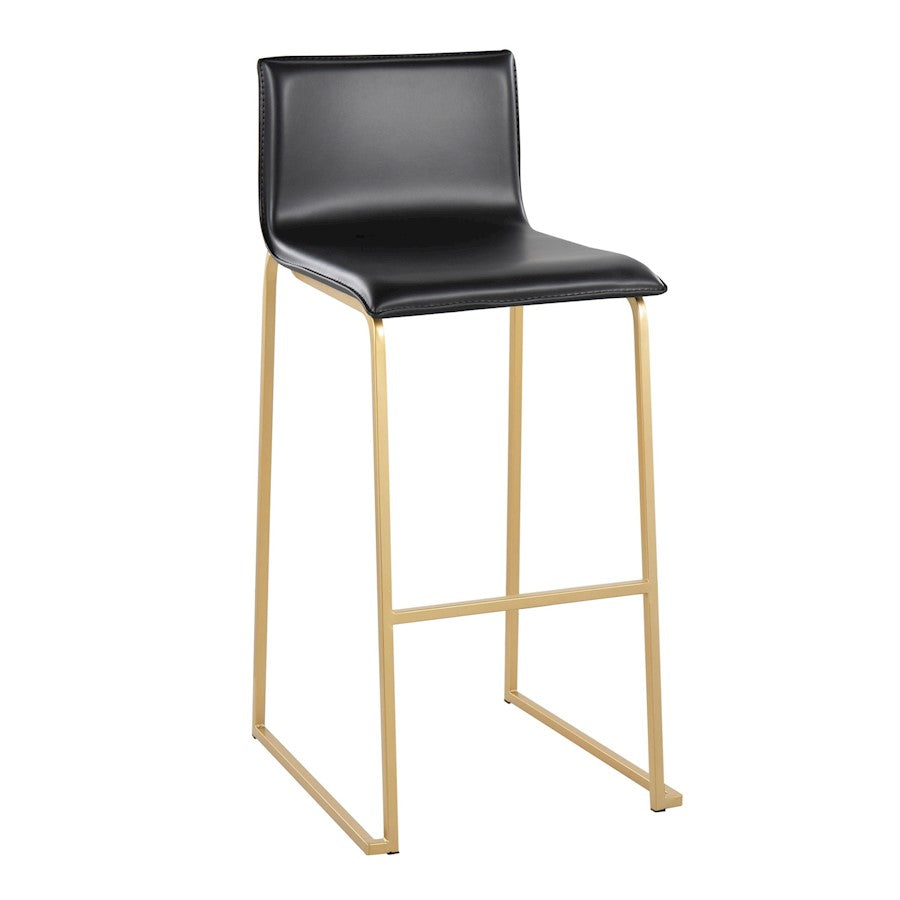 LumiSource Mara 39.25in Barstool | Contemporary Gold Steel and Black PU Leather | Kitchen Island & Dining Area Seating | Model B30-MARAUPAUBK2