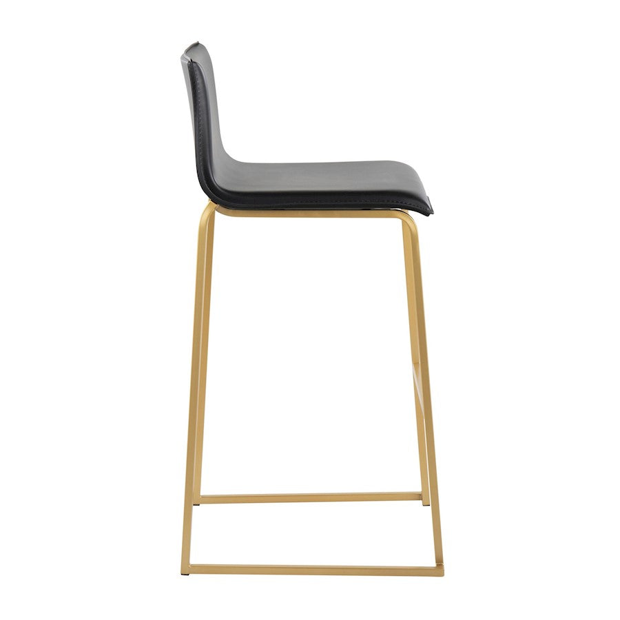 LumiSource Mara 39.25in Barstool | Contemporary Gold Steel and Black PU Leather | Kitchen Island & Dining Area Seating | Model B30-MARAUPAUBK2
