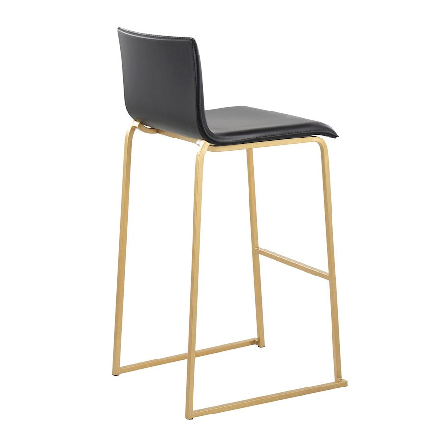 LumiSource Mara 39.25in Barstool | Contemporary Gold Steel and Black PU Leather | Kitchen Island & Dining Area Seating | Model B30-MARAUPAUBK2