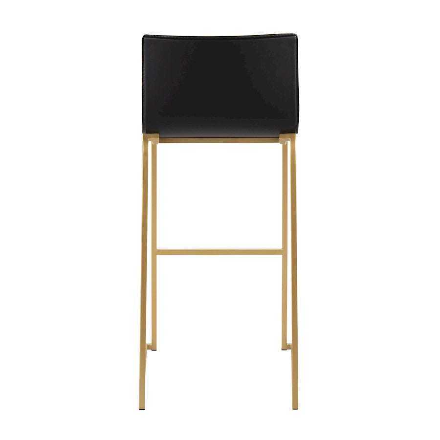 LumiSource Mara 39.25in Barstool | Contemporary Gold Steel and Black PU Leather | Kitchen Island & Dining Area Seating | Model B30-MARAUPAUBK2