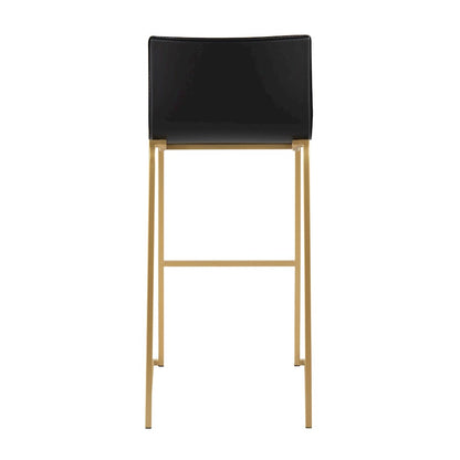 LumiSource Mara 39.25in Barstool | Contemporary Gold Steel and Black PU Leather | Kitchen Island & Dining Area Seating | Model B30-MARAUPAUBK2