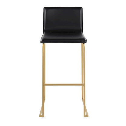 LumiSource Mara 39.25in Barstool | Contemporary Gold Steel and Black PU Leather | Kitchen Island & Dining Area Seating | Model B30-MARAUPAUBK2