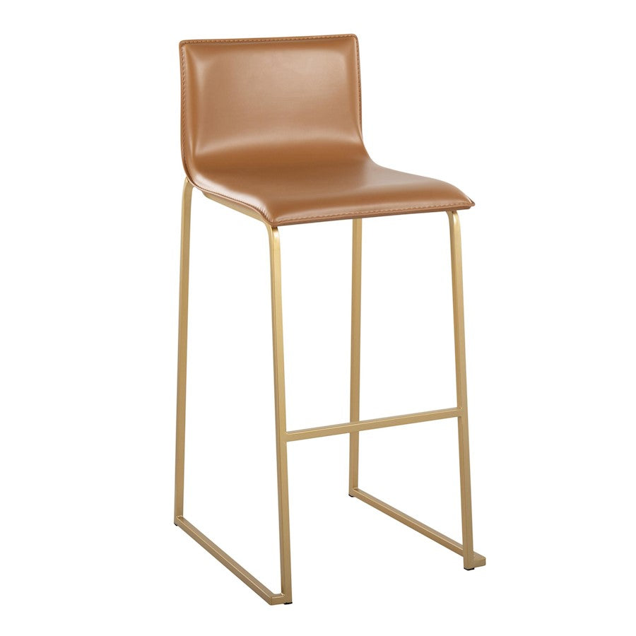 LumiSource Mara 39.25in Barstool | Contemporary Gold Steel and Camel PU Leather | Kitchen Island & Dining Area Seating | Model B30-MARAUPAUCAM2