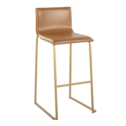LumiSource Mara 39.25in Barstool | Contemporary Gold Steel and Camel PU Leather | Kitchen Island & Dining Area Seating | Model B30-MARAUPAUCAM2