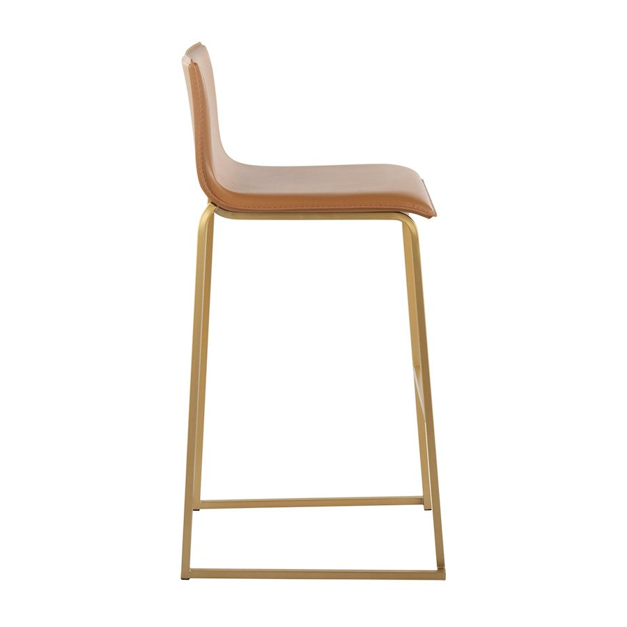 LumiSource Mara 39.25in Barstool | Contemporary Gold Steel and Camel PU Leather | Kitchen Island & Dining Area Seating | Model B30-MARAUPAUCAM2