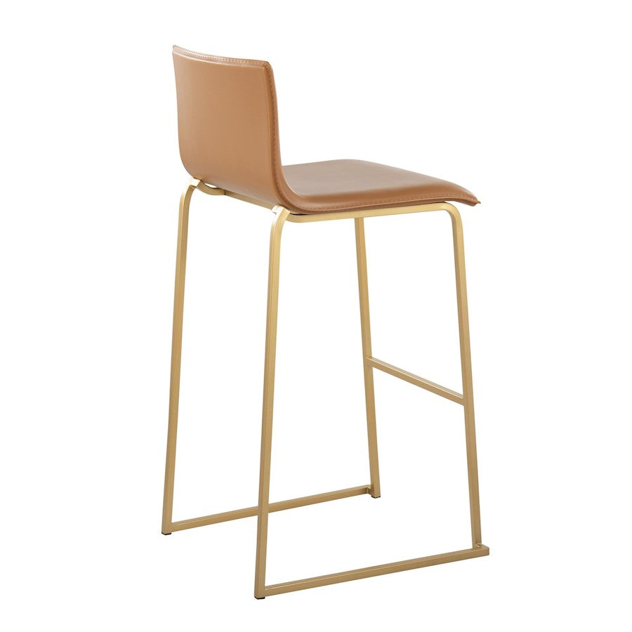 LumiSource Mara 39.25in Barstool | Contemporary Gold Steel and Camel PU Leather | Kitchen Island & Dining Area Seating | Model B30-MARAUPAUCAM2