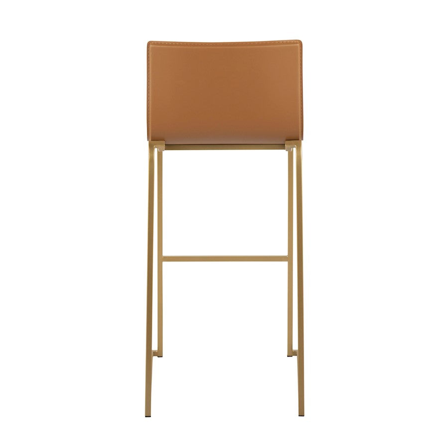 LumiSource Mara 39.25in Barstool | Contemporary Gold Steel and Camel PU Leather | Kitchen Island & Dining Area Seating | Model B30-MARAUPAUCAM2