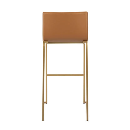 LumiSource Mara 39.25in Barstool | Contemporary Gold Steel and Camel PU Leather | Kitchen Island & Dining Area Seating | Model B30-MARAUPAUCAM2