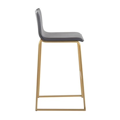 LumiSource Mara 29.25in Barstool Set of 2 | Contemporary Gold Steel and Grey PU | Kitchen Island & Dining Room | Model B30-MARAUPAUGY2