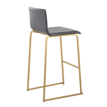 LumiSource Mara 29.25in Barstool Set of 2 | Contemporary Gold Steel and Grey PU | Kitchen Island & Dining Room | Model B30-MARAUPAUGY2