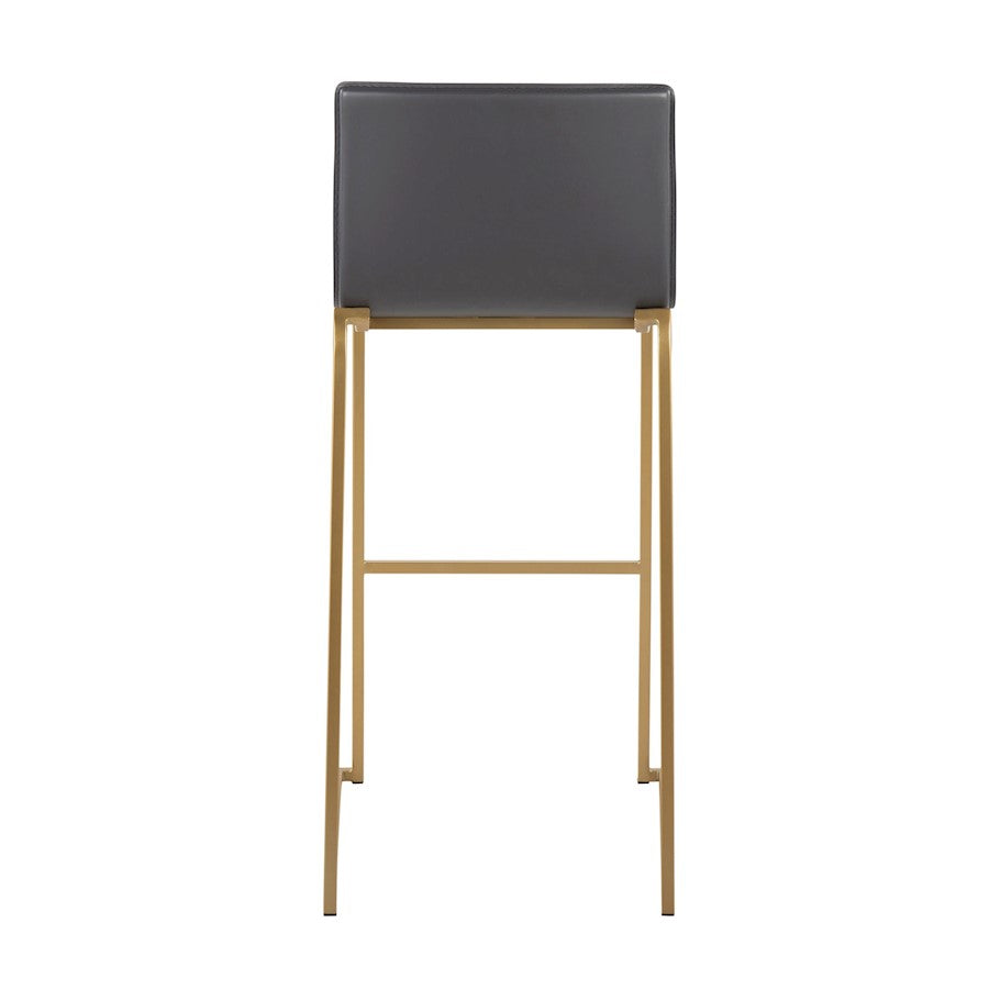 LumiSource Mara 29.25in Barstool Set of 2 | Contemporary Gold Steel and Grey PU | Kitchen Island & Dining Room | Model B30-MARAUPAUGY2