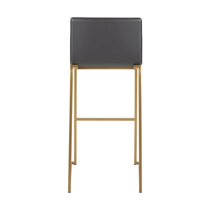 LumiSource Mara 29.25in Barstool Set of 2 | Contemporary Gold Steel and Grey PU | Kitchen Island & Dining Room | Model B30-MARAUPAUGY2