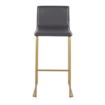 LumiSource Mara 29.25in Barstool Set of 2 | Contemporary Gold Steel and Grey PU | Kitchen Island & Dining Room | Model B30-MARAUPAUGY2