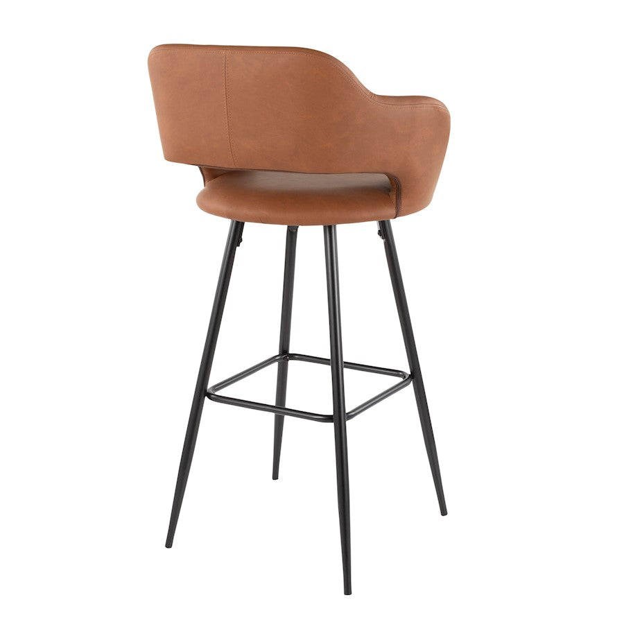 LumiSource Margarite 29in Barstool Set of 2 | Contemporary Black Metal and Brown PU | Kitchen Island & Dining Room | Model B30-MARGBK-BN2