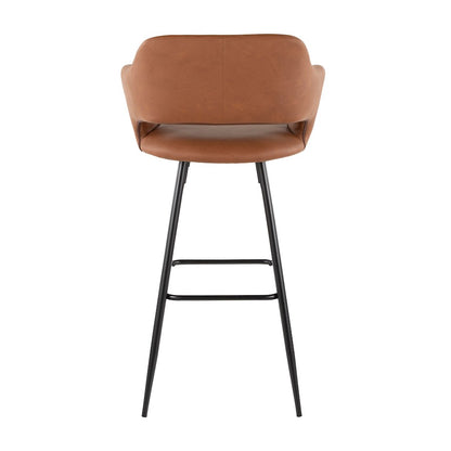 LumiSource Margarite 29in Barstool Set of 2 | Contemporary Black Metal and Brown PU | Kitchen Island & Dining Room | Model B30-MARGBK-BN2