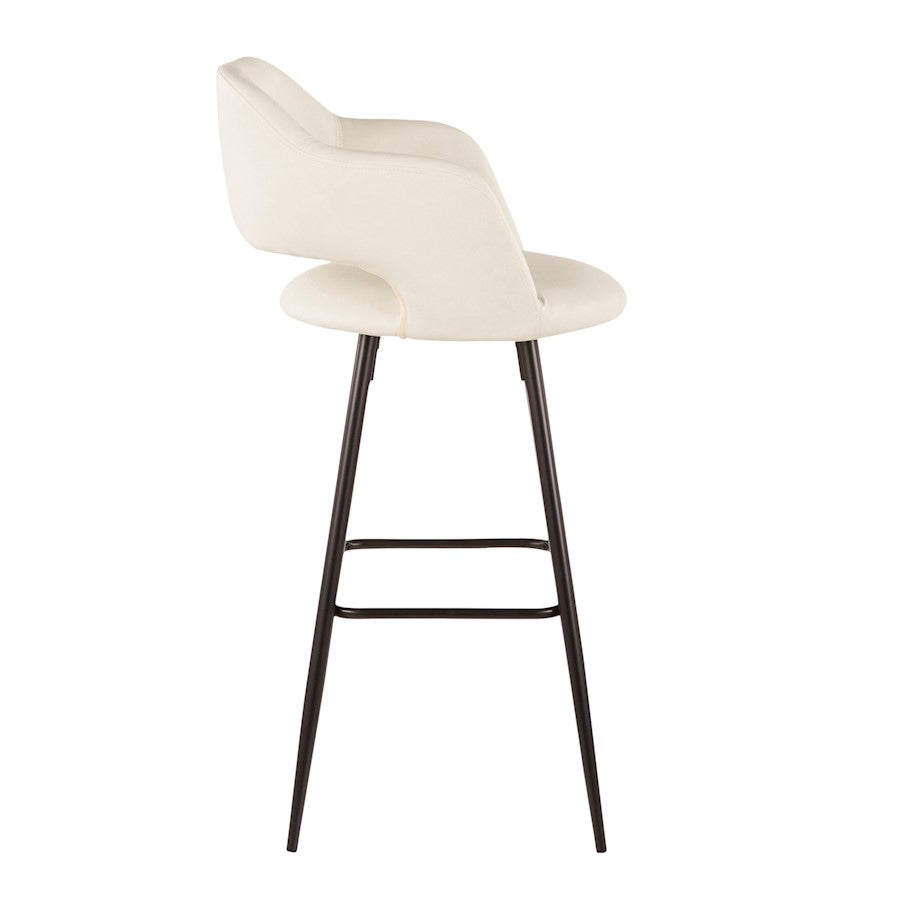 LumiSource Margarite 29in Barstool Set of 2 | Contemporary Black Metal and Cream PU | Kitchen Island & Dining Room | Model B30-MARGBK-CR2